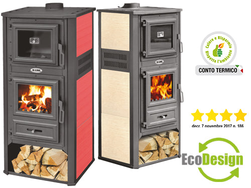 Stufe a legna K-Line Kalorosa con forno. Prezzo per Pezzo.