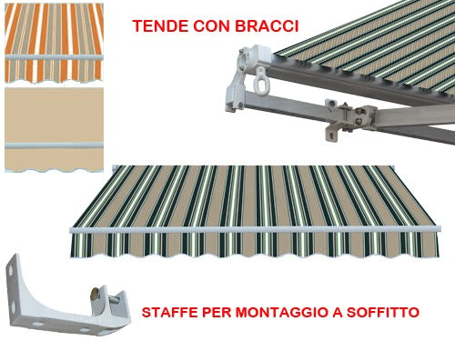 Tende da Sole con bracci e staffe per montaggio. Prezzo per Pezzo.