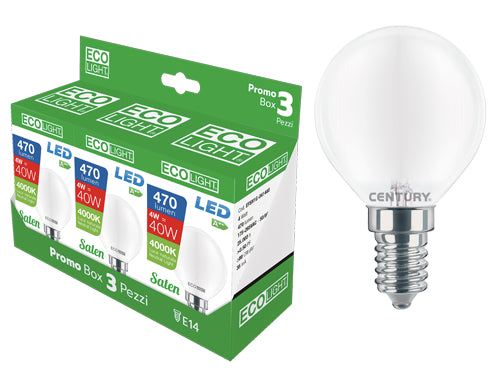 Lampadine Led Saten Ecolight Miniglobo conf. 3 pz. Prezzo per Confezione.