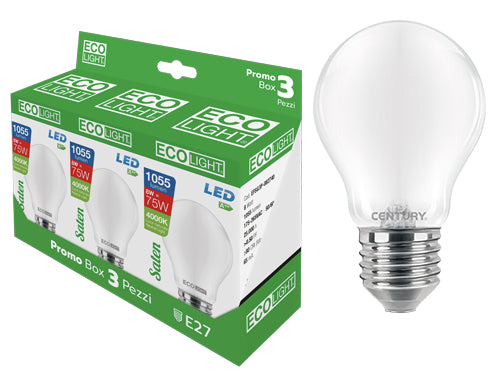 Lampadine Led Saten Globo Ecolight conf. 3 pz. Prezzo per Confezione.