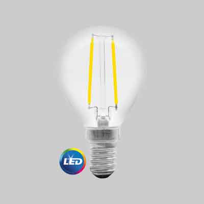 LAMPADA LED A FILAMENTO MOD.'SFERA' E14  4W - 400Lm - 2700K. Prezzo per Pezzo.