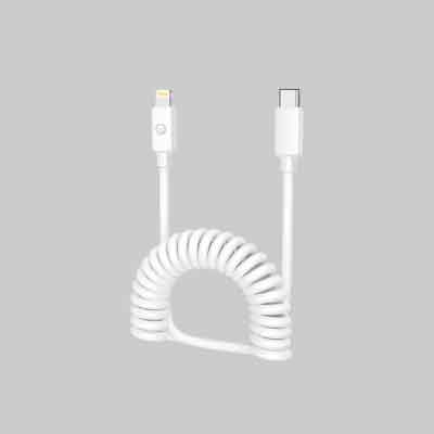 CAVO DI RICARICA A MOLLA USB-C/LIGHTNING LOSTECH cm 120. Prezzo per Pezzo.