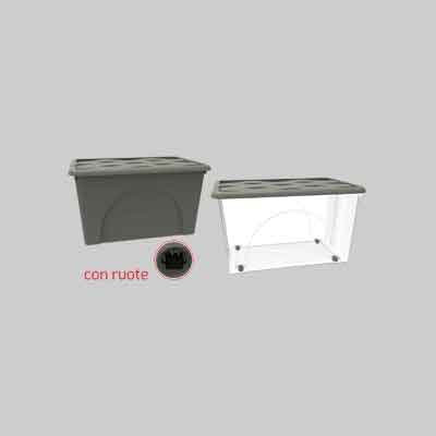 CONTENITORE  MULTIUSO 'STORAGE BOX' lt 45, - Col. Trasparente/Grigio Talpa. Prezzo per Pezzo.