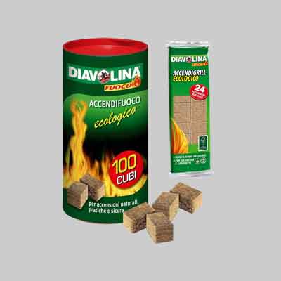 ACCENDIGRILL ECOLOGICO 'DIAVOLINA' 24 cubi. Prezzo per Pezzo.